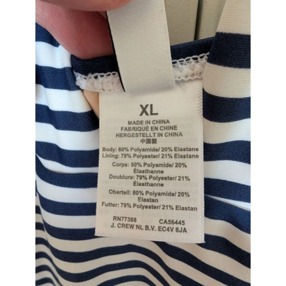 J. Crew Factory Striped Navy White One Piece Swimsuit XL